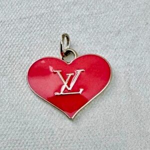 Louis Vuitton Bright Pink and Gold Heart Pendant, Charm with Gold Logo